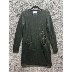 Allude Cashmere Blend Beaded Long Sleeve Sweater‎ Dress Black Womens Size S